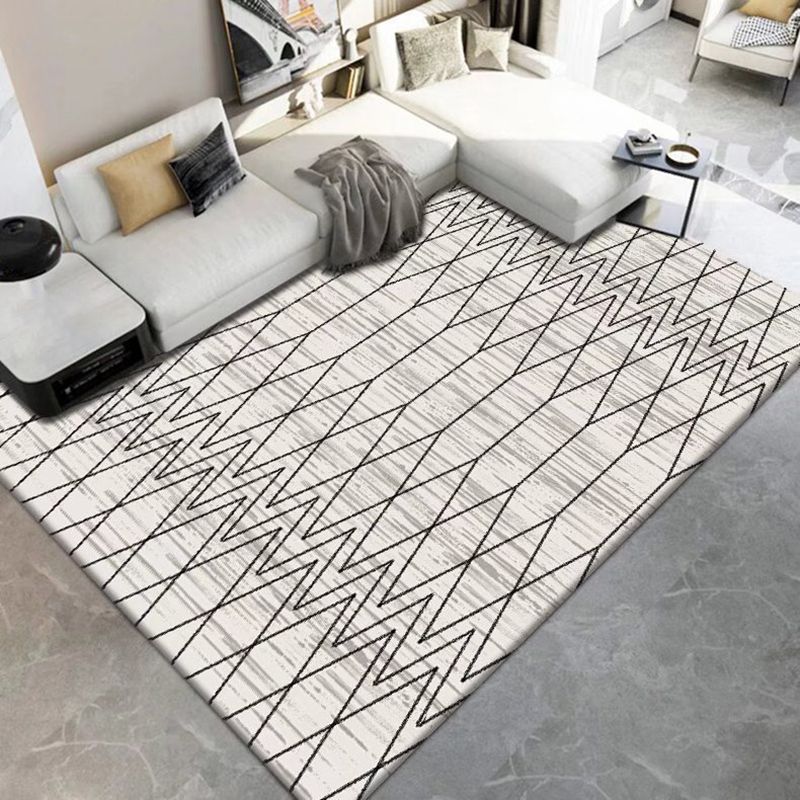 Dark Gray Modern Rug Polyester Geometry Indoor Rug Washable Rug for Living Room