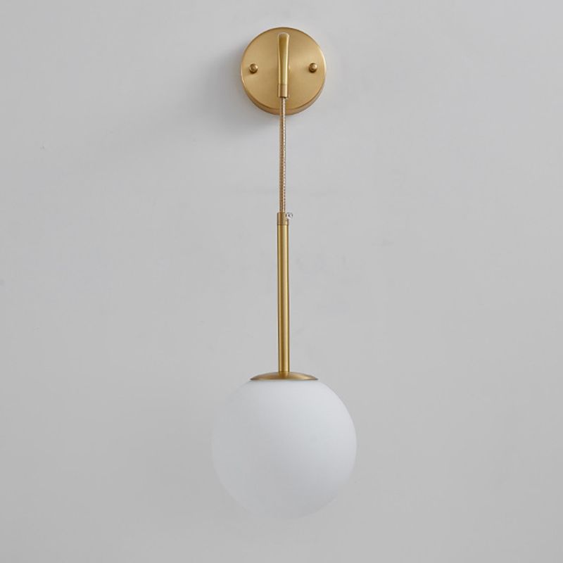 Modernism Globe Shaded Wall Light Golden Metal Lighting for Foyer