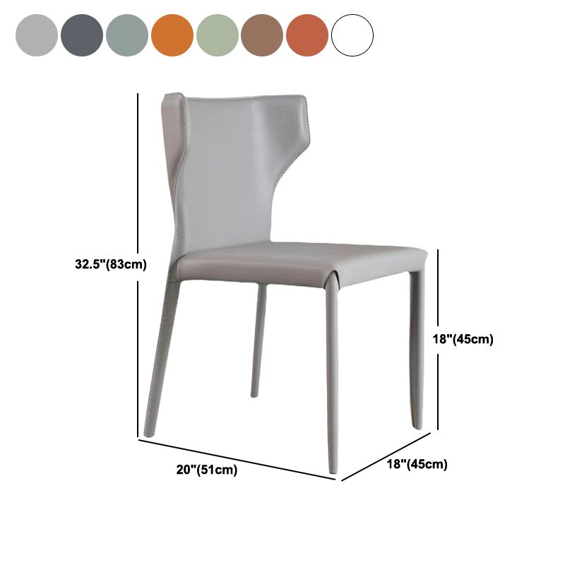 Contemporary Leather Dining Chair Wingback Side Chair in Matte Finish