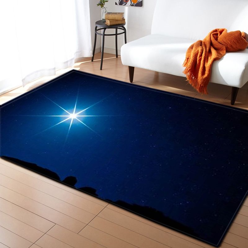 Navy Modern Area Tapijt Space Patroon Polyester Gebied Rug vlekbestendig vloerkleed voor thuisdecoratie