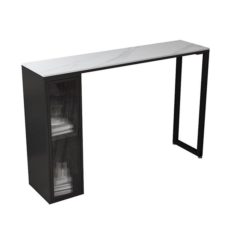 Modern Style Bistro Bar Table Sintered Stone Bar Table with Storage