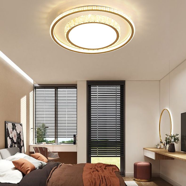 Geometry Shape Crystal Ceiling Lamp Modern Acrylic 2 Lights Flush Mount for Living Room