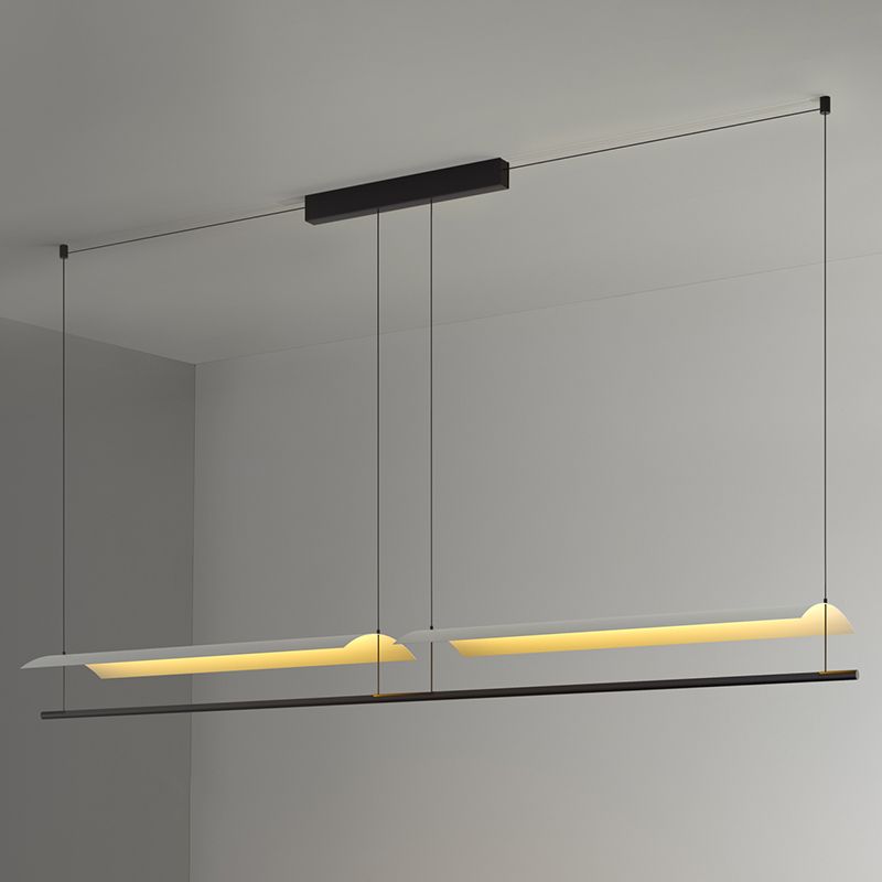 Black and White Kitchen Island Fixture Linear Modern Iron Pendant Light