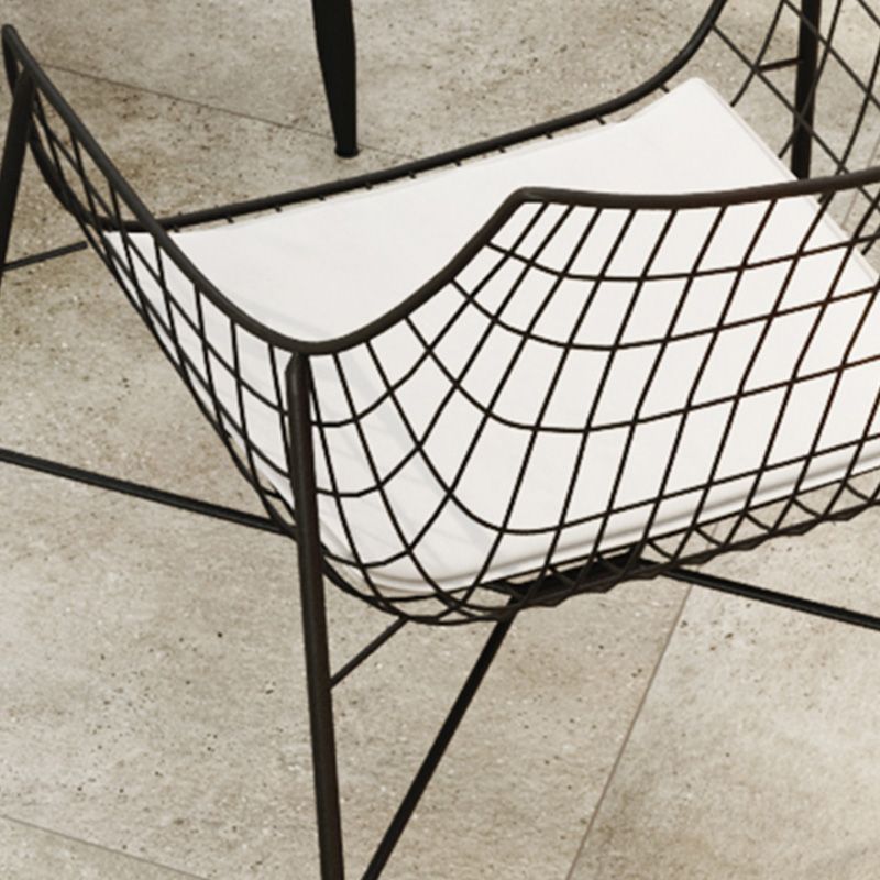 Iron Dining Side Chair with Water Repellent Finish Cushion Modern Dining Side Chair