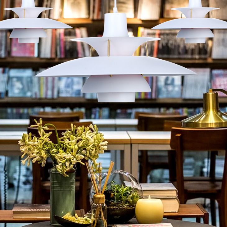 1 niveaux concentriques en couches légères lampe à pension nordique lampe suspendue en métal pour salle à manger