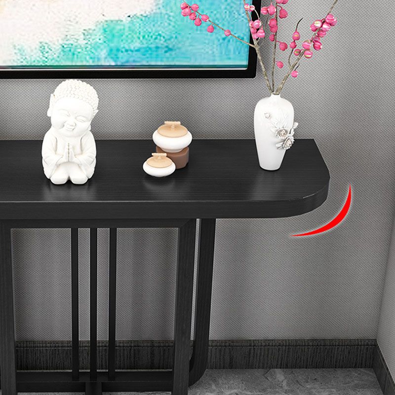 Pine Half Moon Console Table Mid-Century Modern 14" W Accent Table for Hall