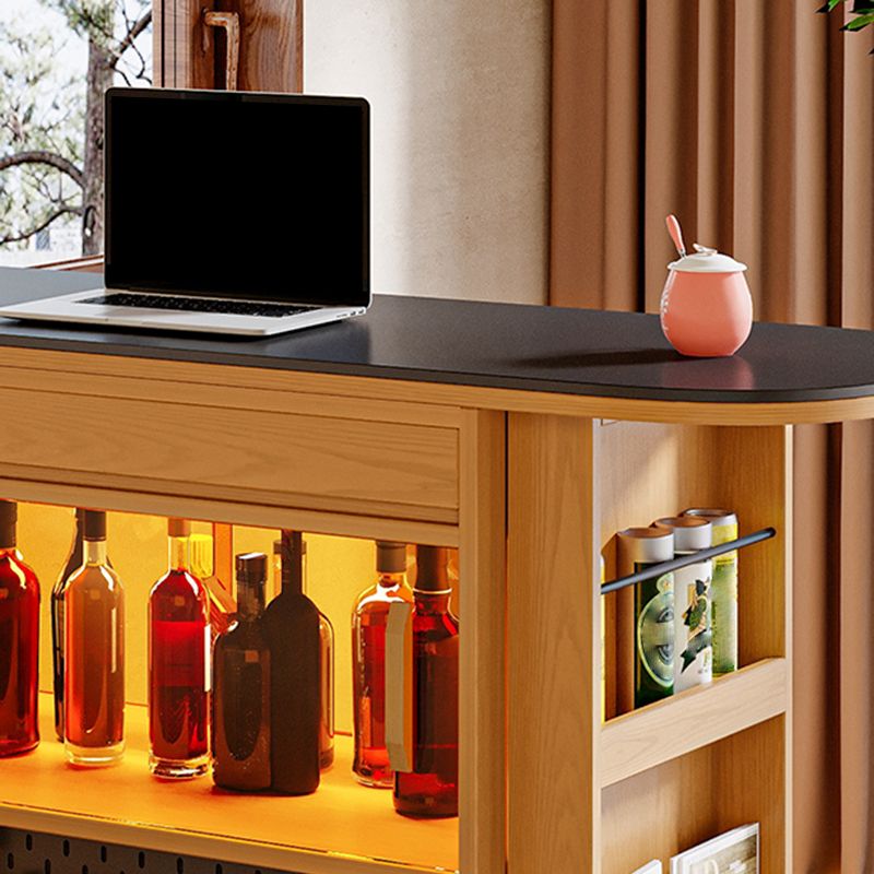 Black Stone Free Form Kitchen Island Table with Pine Wood Base