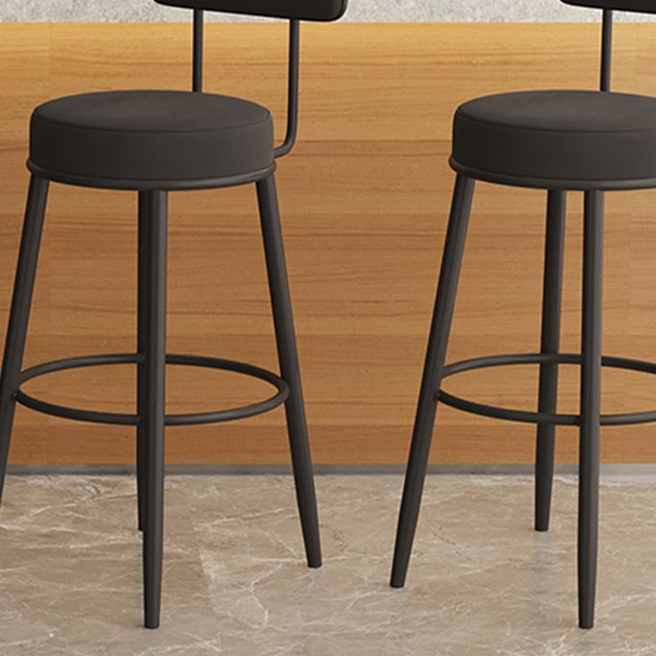Scandinavian Velvet Footrest Bar Stool Matte Finish Low Back Home Stool