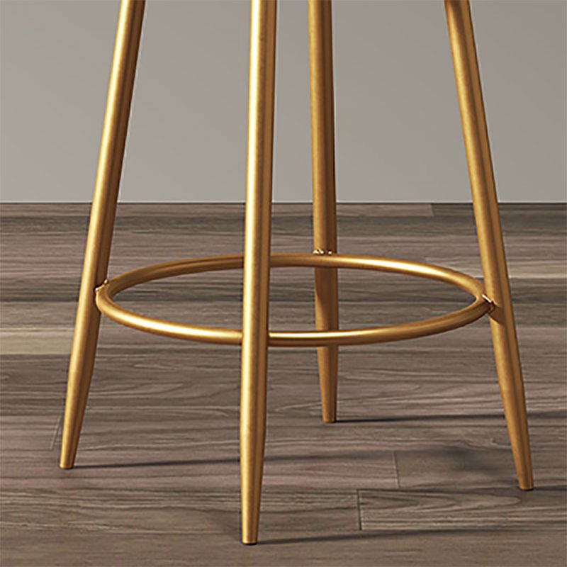 Nordic Backrest Armless Counter Stool Iron Bar Stool with Footrest and Cushion