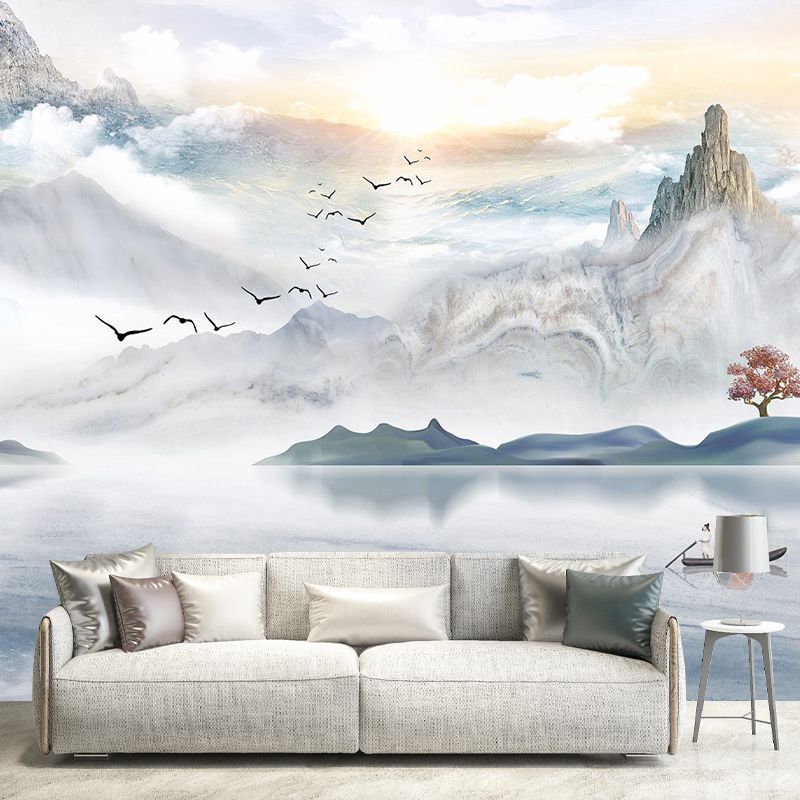 Serenity River Landscape Wall Murals for Living Room Scenery Wall Covering, Made to Measure