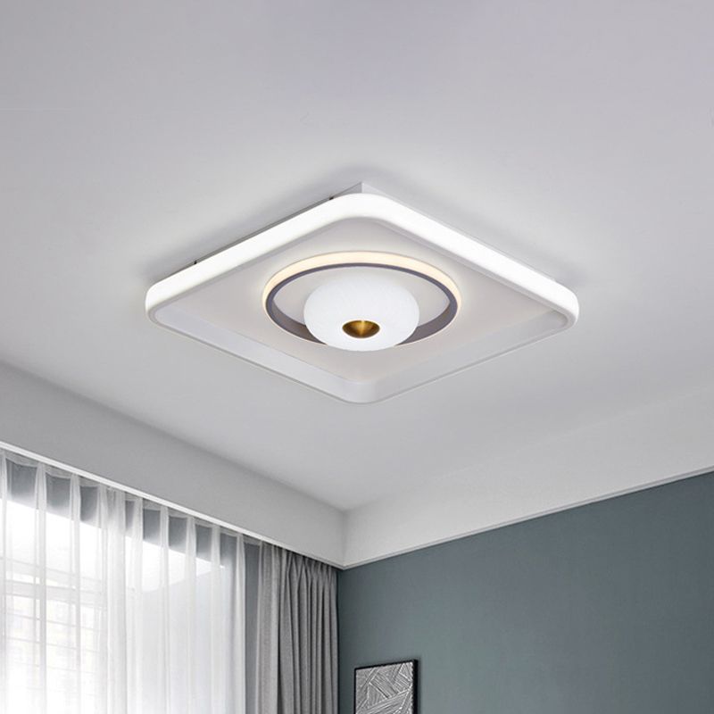 Square/Rectangle LED Ceiling Flush Modern Style Acrylic White Flush Mount Lamp with Donut Design