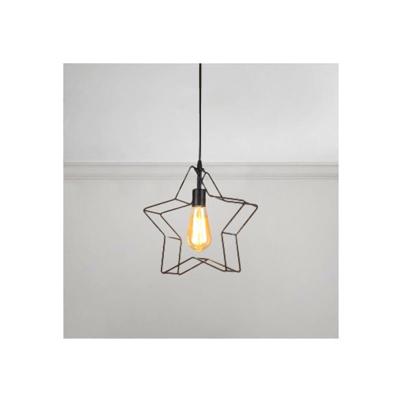 1 Light Star Ceiling Hanging Light Minimalist Black/Bronze Metal Wire Pendant Lighting for Living Room