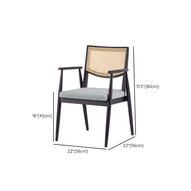 Modern Simple Arm Chair Solid Wood Base Dining Chair for Home Use