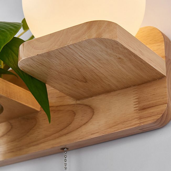 Modern Style Wall Light Fixture Wooden Wall Light Sconce without Plants