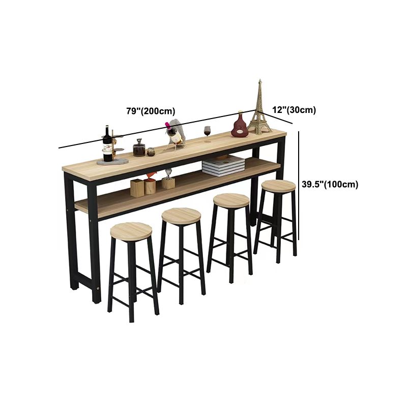 Metal and Wood Rectangular Table Modern Minimalist Home Bar Table