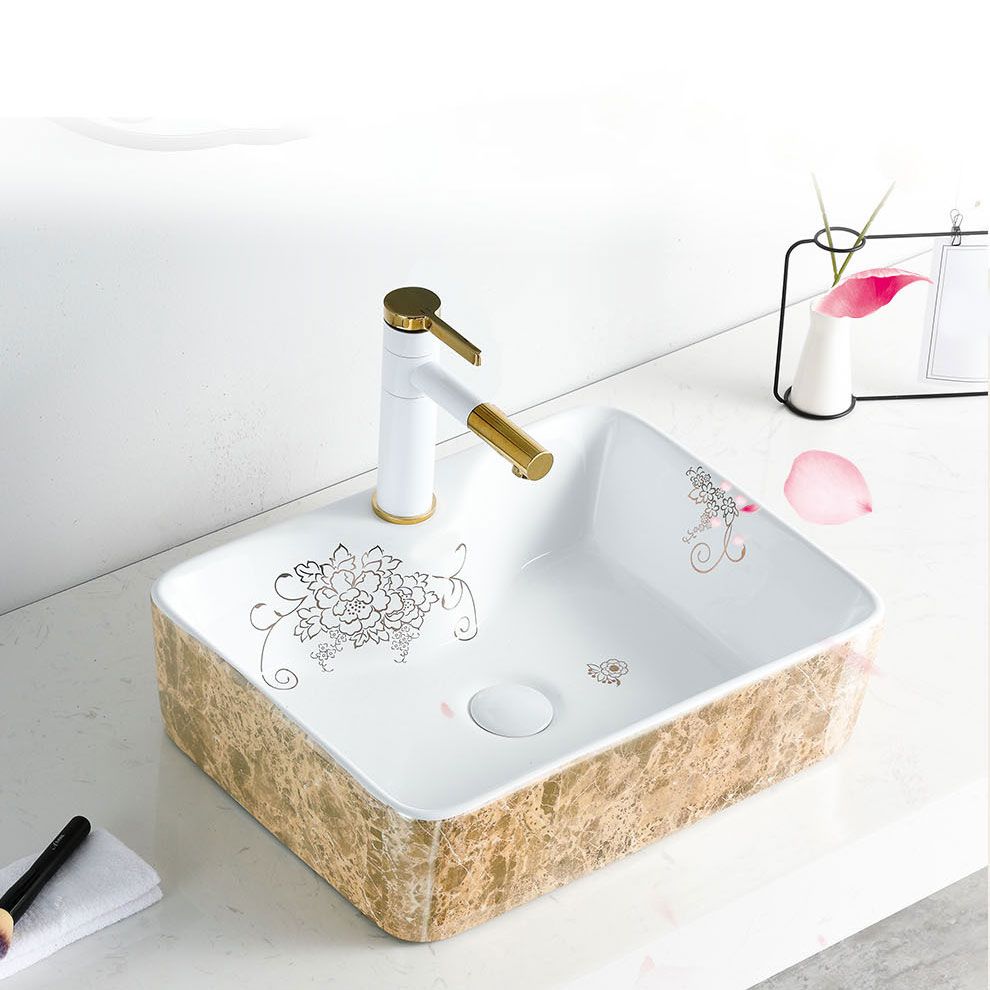 Contemporary Bathroom Sink Porcelain Rectangular Vessel Sink(Not Including Faucet)