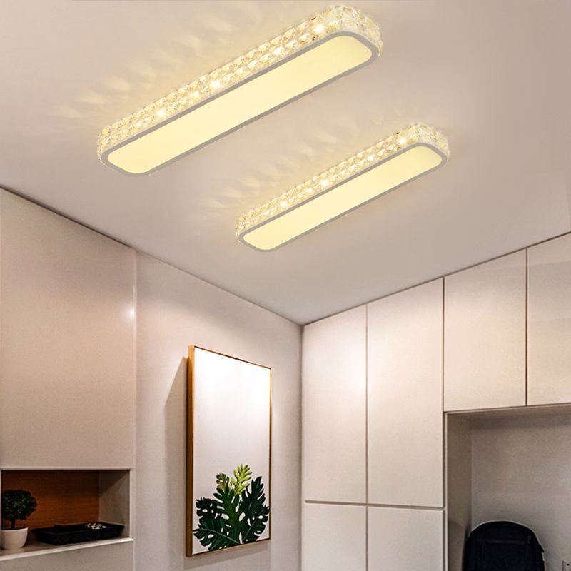 Lampe encastrée oblongue en cristal simplicité LED luminaire de plafond pour couloir