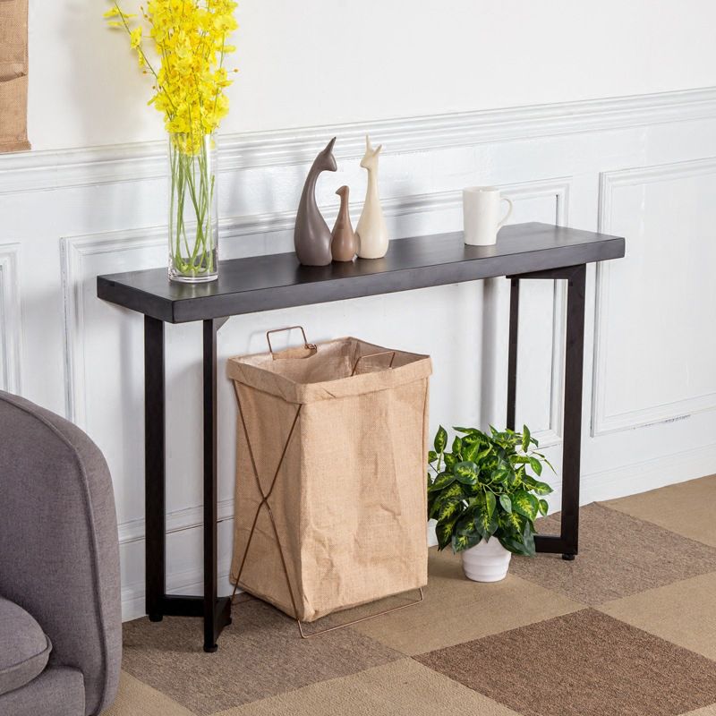 Mid-Century Modern Console Table with Wooden Rectangle Top for Hall