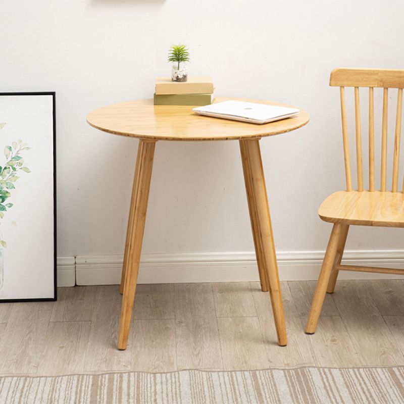 Brown/Natural Wood Living Room Side Table Round 4 Legs End Table