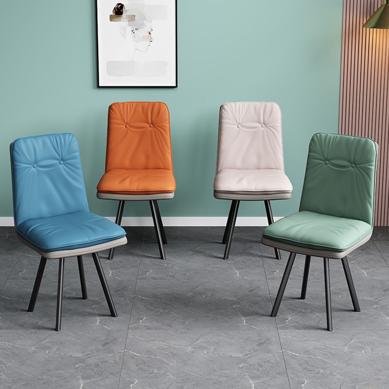 Modern Armless Dining Chairs Faux Leather Parsons Dining Side Chair