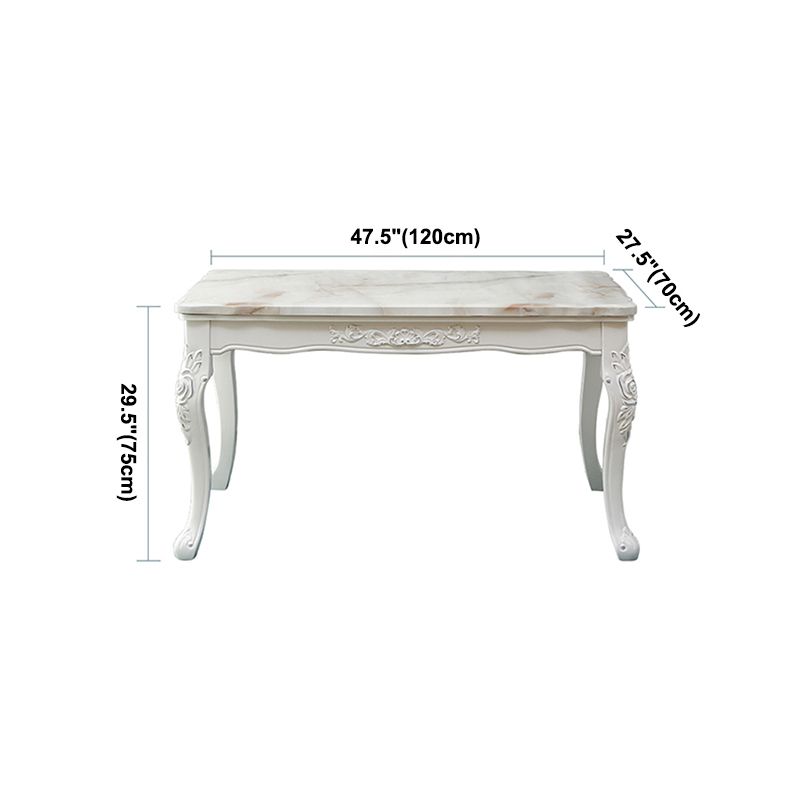 Vitoria Rectangle Shape Marble Table White Standard Dining Table for Kitchen
