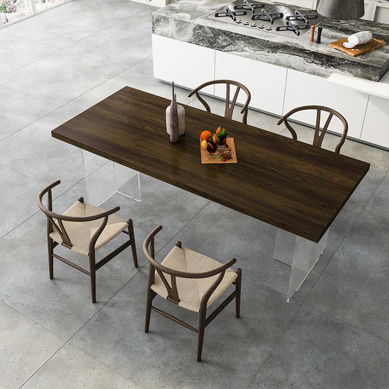 Mesa de top de madera de pino mesa de comedor de lujo tradicional con base de pedestal doble