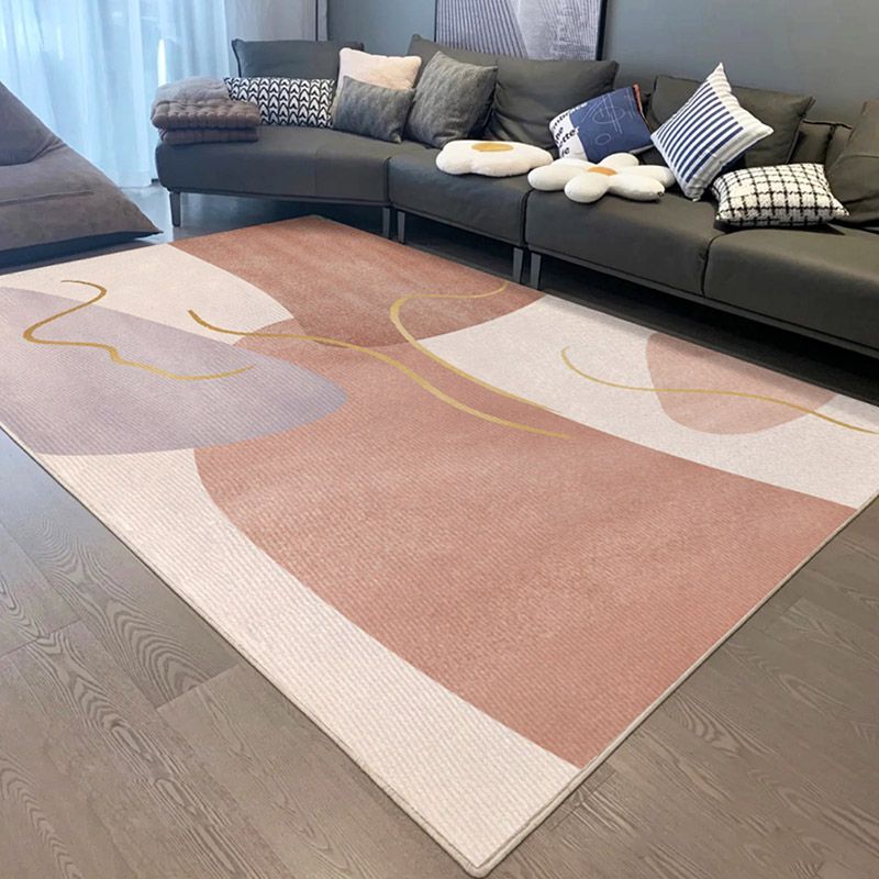 Modern Colorblock Rug Morandi Color Area Rug Polyester Easy Care Carpet for Living Room