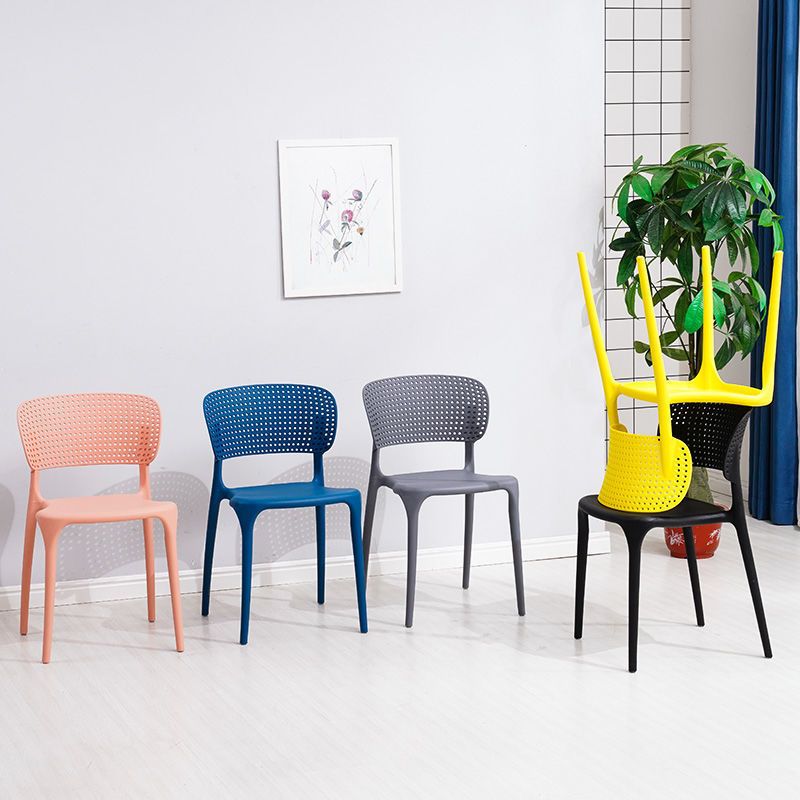 Open Back Dining Side Chair Stacking Plastic Dining Armless Chair