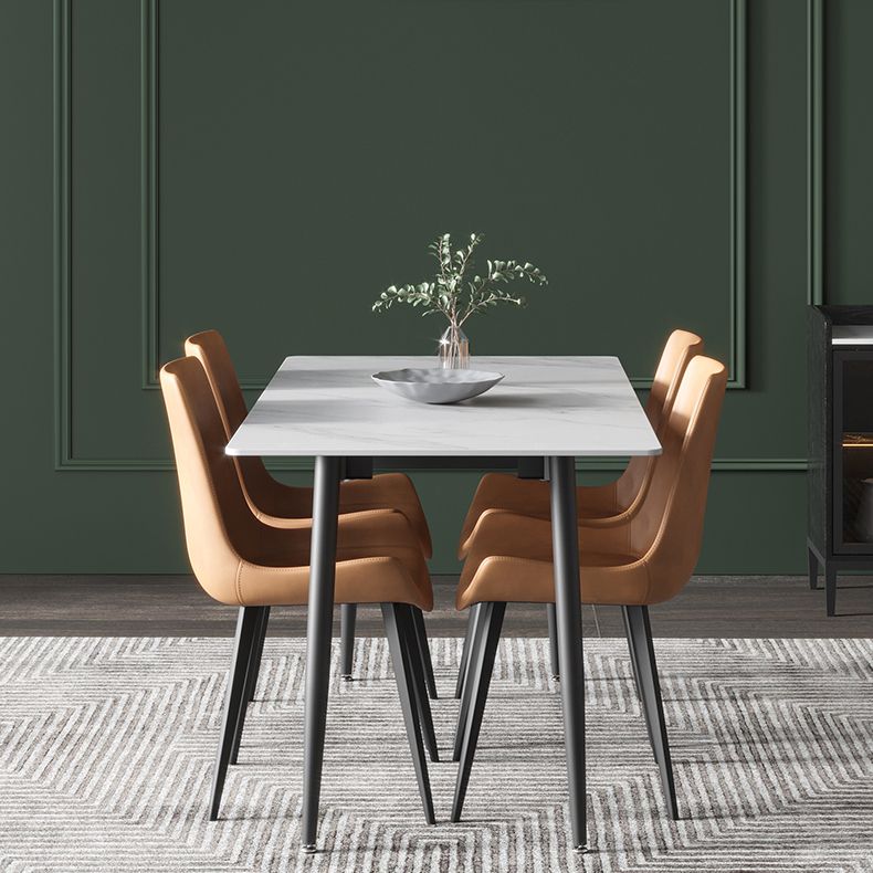 51.18''L Minimalist Sintered Stone Table Rectangle Extendable Dining Table for Kitchen