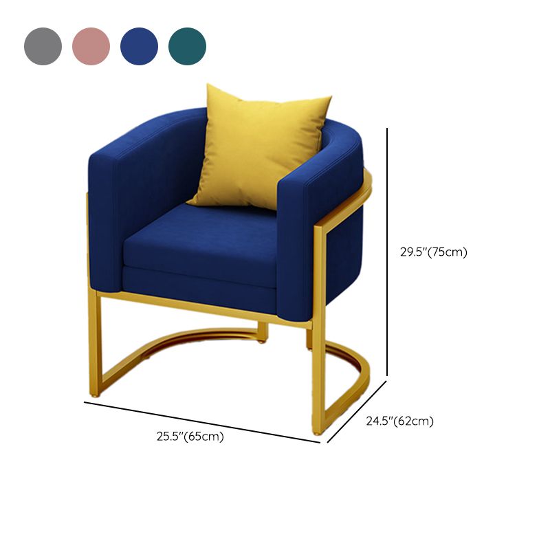 Scandinavian Solid Color Velvet Pillow Back Sofa with Tuxedo Arm