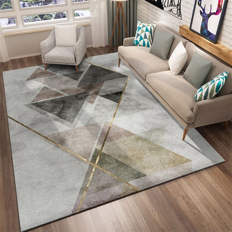 Luxury Geometry Design Area Rug Contemporary Comfort Polyester Rug Stain Resistant Washable Carpet for Living Room
