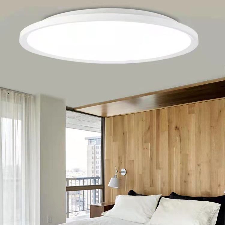 Lámpara de techo LED ultrafina redonda blanca, lámpara de montaje empotrado de aleación de aluminio minimalista contemporánea