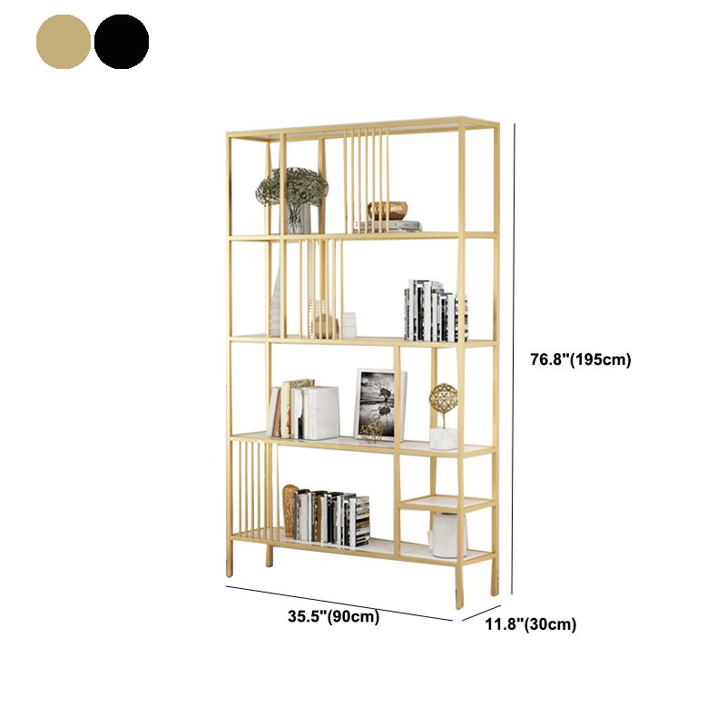 Black and Gold Modern Shelf Bookcase Metal Open Shelf for Home