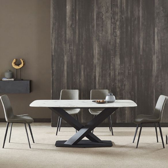 Fixed Sintered Stone Dining Room Set of with Pedestal Base Table Dining Room Furniture for Home