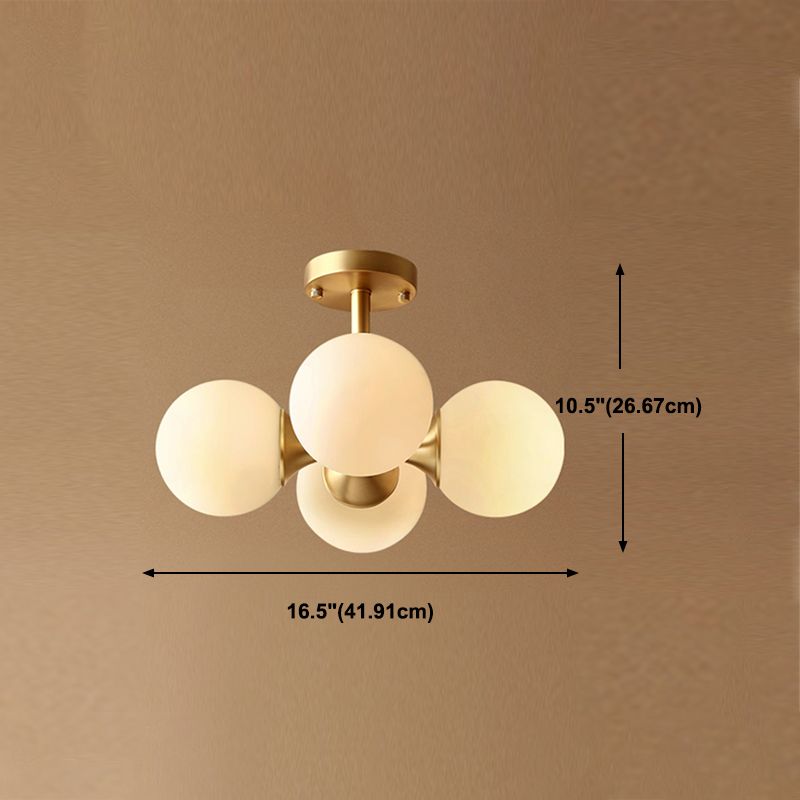 4 Light Spherical Ceiling Light Modern Style Glass Ceiling Lighting for Dining Room