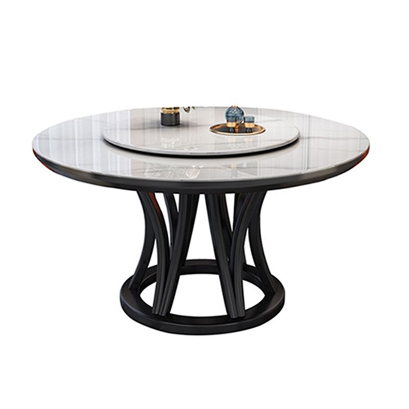 Solid Wood Pedestal Dining Table Round Faux Marble Dining Table