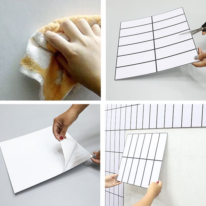 Tile-Peel & Stick Rectangle White Plastic Waterproof Tile-Peel & Stick for Shower 10 Pack