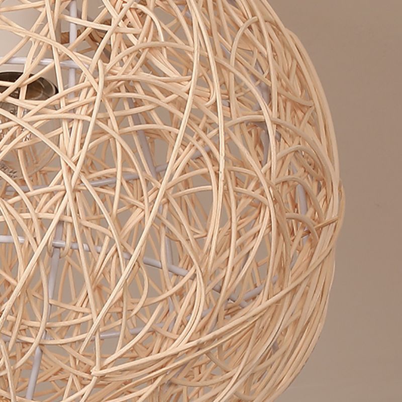 Spherical Ceiling Flush Mount Asia Rattan Semi Flush Mount Lighting