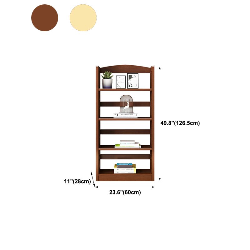 Rubber Wood Modern Bookcase Open Shelf Rectangular Bookcase for Study 11"W