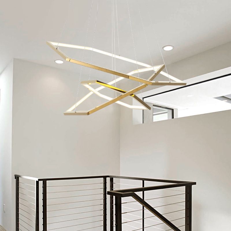 Lampada sospesa a LED geometrica dorata in moderna luce del soffitto in ferro battuto per il luogo commerciale