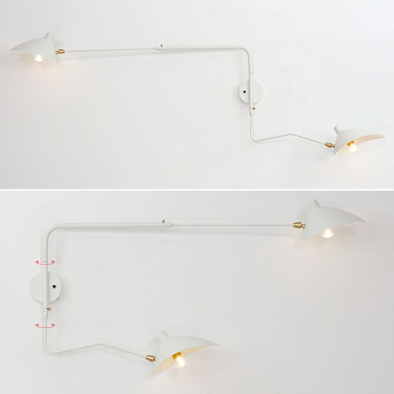 Modern Wall Sconce Linear Shape Reading Wall Light with Metal Shade in White for Bedroom