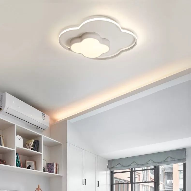 Nursing Room Cloud Ceiling Light Acrylic Modern White Finish Flush Mount Light