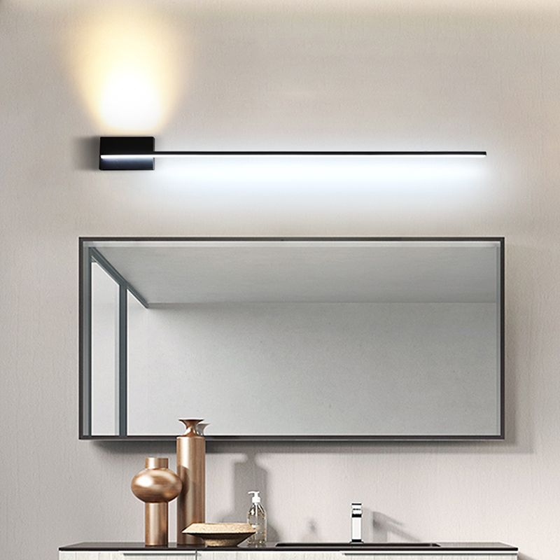 Linear Shape Metal Vanity Lamp Modern Style 2 Lights Vanity Light Fixture in Black