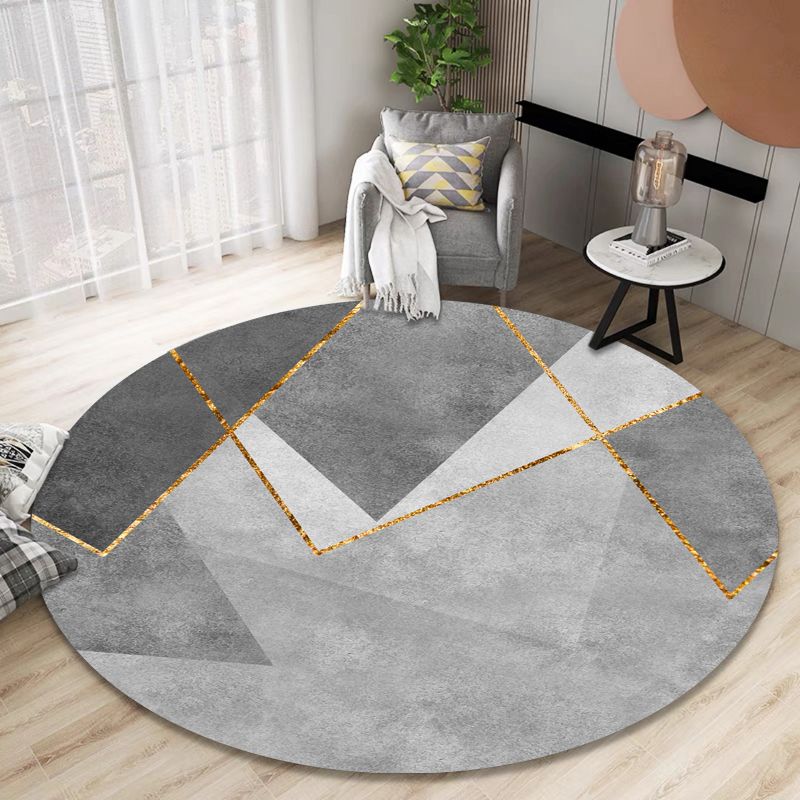 Grey Modern Area Rug Blending Graphic Rug Non-Slip Backing Rug Living Room