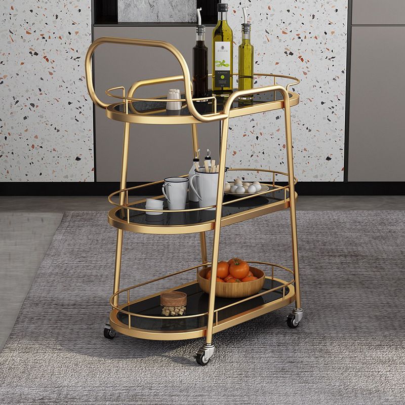 Contemporary Oval Metal Prep Table 32.28"H Rolling Prep Table