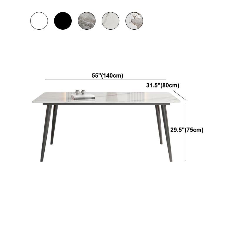 Rectangle 4 Legs Kitchen Table Industrial Sintered Stone Dining Desk