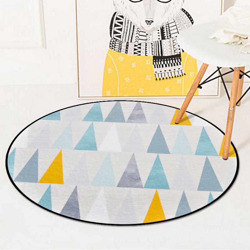 Nordic Living Room Area Rug Multicolor Geometric Shapes Print Carpet Synthetics Anti-Slip Pet Friendly Machine Washable Rug