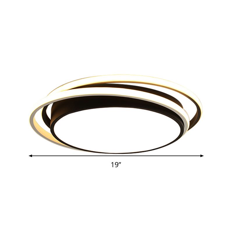15 "/19" W Flush Ring Licht Einfache Stil Metall LED Schwarz/Weiß Deckenbeleuchtung in Warm/White/3 Farbe Licht