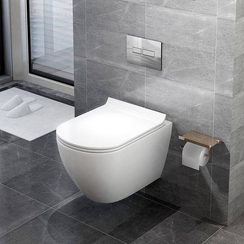 Wall Mount All-In-One Toilet Bowl Porcelain Contemporary Flush Toilet