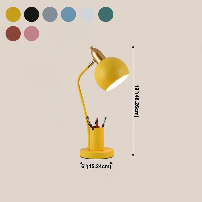 Bowl 1 Light Table Lamp Contemporary Metal Night Table Lamps for Study Room